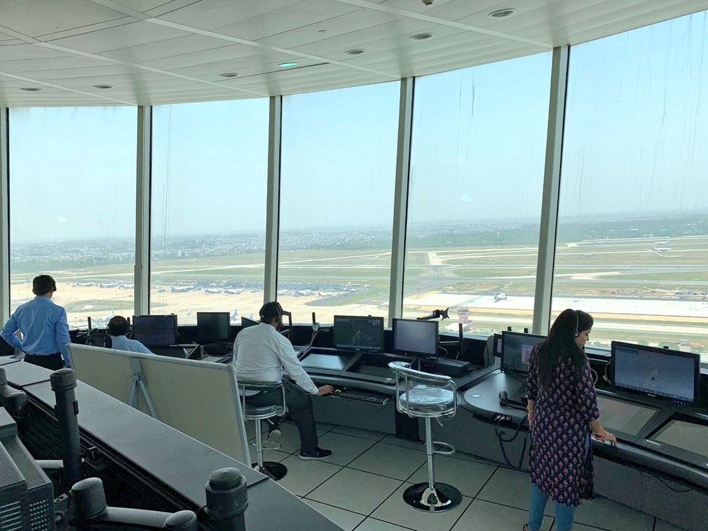 shukla_tarun's tweet photo. Check out India's new jazzy Air Traffic Control at @DelhiAirport by @AAI_Official. Seeing the plane landing from this glass room cant be explained in words. ATCOs must be excited too. #try #if #you #get #a #chance. https://t.co/Z2EVdAL48D