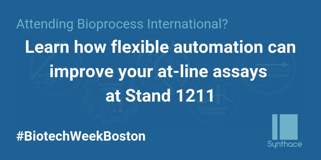 synthace's tweet photo. We're excited to attend Bioprocess International next week as part of #BiotechWeekBoston @BiotechWKBoston. Learn how automation can reduce time from data generation to data interpretation from weeks to hours! https://t.co/U3Nc68ujLy https://t.co/9s532qDp42