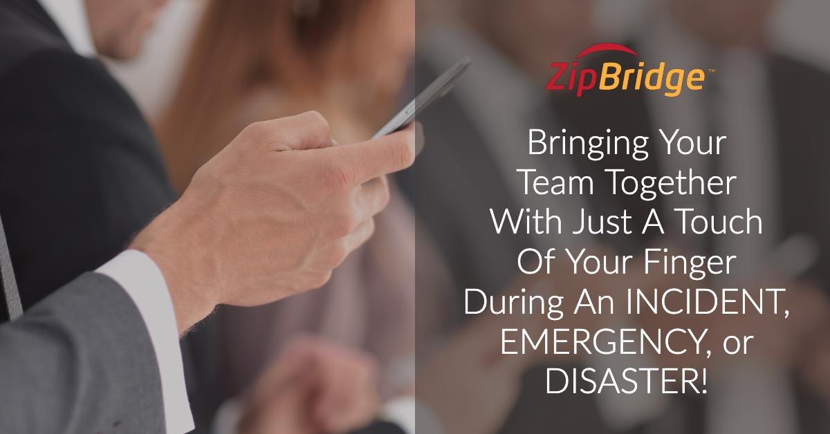 Bringing Your Team Together With Just A Touch Of Your Finger During An INCIDENT, EMERGENCY, or DISASTER! Get Your Free Demo Today @Zipbridge buff.ly/2Lioeod #HurricaneDorian #hurricane #Preparedness