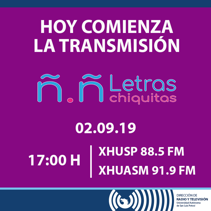 radiotvuaslp's tweet photo. Le damos la bienvenida al proyecto de la #DRTVUASLP @ChiquitasLetras en su nueva aventura radiofónica.
A partir de hoy la vas a poder escuchar a las 17h en las frecuencias de #FM de #RadioUASLP 🎙️👦🎧 y sigamos contagiando el gusto por la lectura en los grandes y pequeños...👏😉 https://t.co/SFEw4b2eez