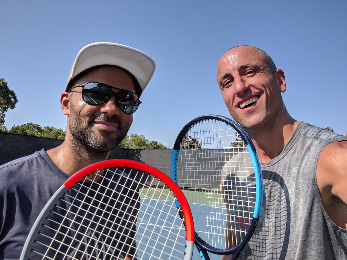 manuginobili's tweet photo. 🇺🇲No more FIBA World Cups for us. Too old! Now it's tennis time (and soon pickleball)!
🇦🇷Como no habrá más mundiales de básquet para nosotros, descargamos energías con el tenis. #desafíofrancoargentino. https://t.co/qwVJoeVVm9