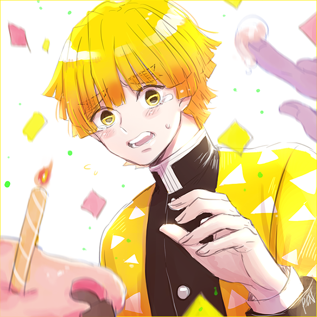 🌿🌼해보자고P!N🌼🌱さんがTwitterに投稿した我妻善逸(鬼滅の刃)のイラスト。