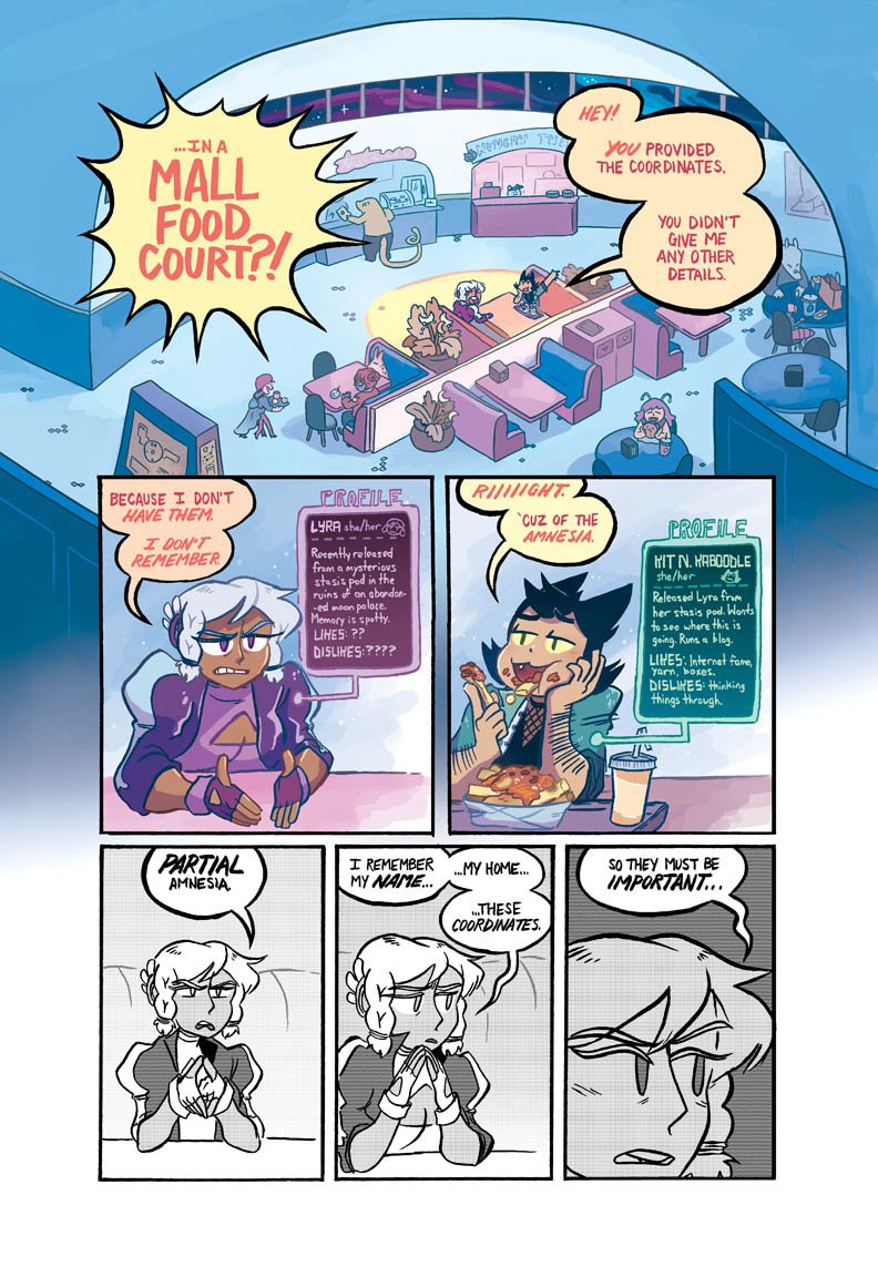 The first issue of me and @sgoetter 's new sci fi zine series Snapshot Galaxy is off to the printer today!!!! As usual, Smo on drawings and letters and me on color and bgs. Here's a preview : >