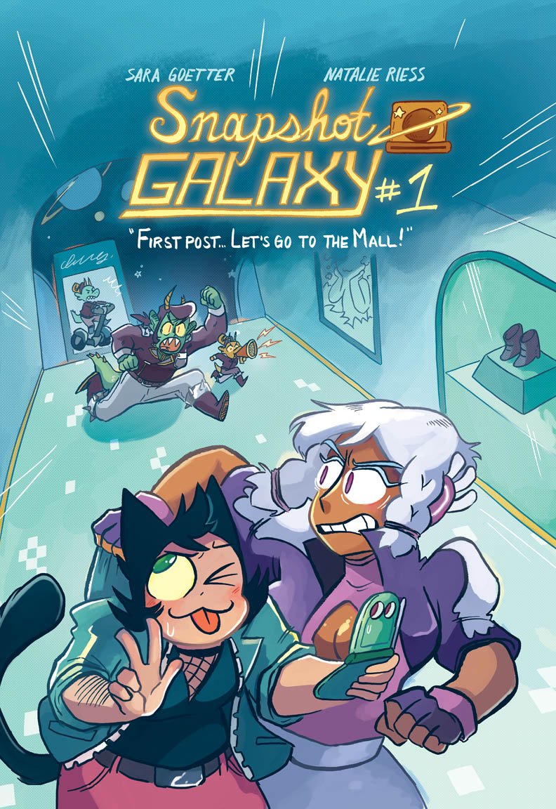 The first issue of me and @sgoetter 's new sci fi zine series Snapshot Galaxy is off to the printer today!!!! As usual, Smo on drawings and letters and me on color and bgs. Here's a preview : >