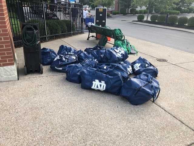 GoRocks's tweet photo. Trinity welcomed the University of Notre Dame Fighting Irish football team to campus for a game day practice. Notre Dame requested to use Trinity’s Marshall Stadium and our wonderful football facilities. https://t.co/JQZNH1FqXM