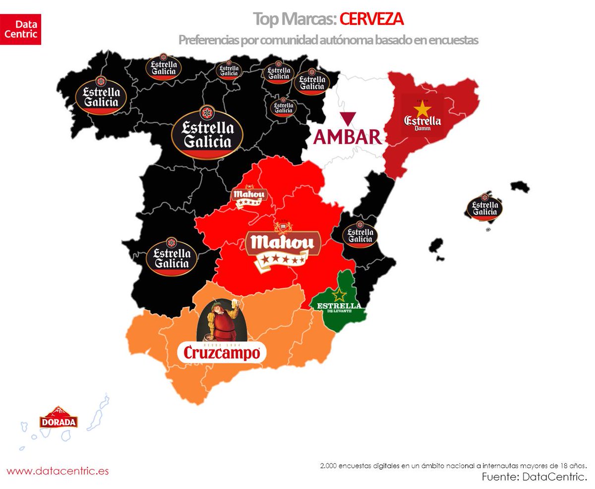 xunego's tweet photo. Mapa de las marcas favoritas de cerveza en España #marketing #negocios https://t.co/ir5bvWNiFd