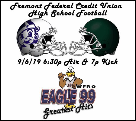 eagle99wfro's tweet photo. Fremont Ross @ Toledo Start at 6:30 p.m. on Friday.
Listen live on Eagle 99 and https://t.co/c5aTHEWksl. https://t.co/qFmVgJdCHE
