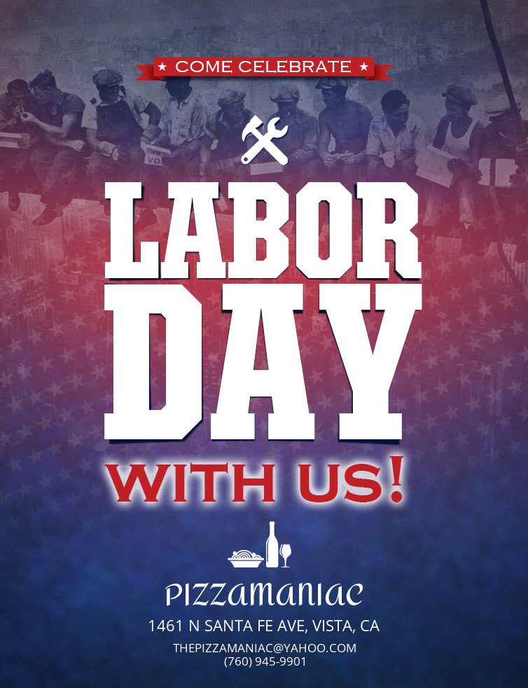 ThePizzaManiac's tweet photo. Come celebrate the long Labor Day weekend with us! https://t.co/3Dzh0lnim8
