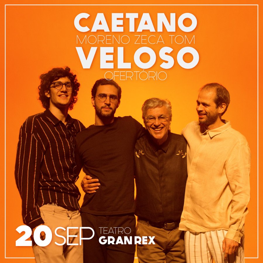 teatrogranrex's tweet photo. 👉 Se viene @caetanoveloso y un show junto a sus hijos Tom, Zeca y Moreno 🎤 💞
📅 19 y 20 de Septiembre #EnElRex ✨
🎟 Comprá tus tickets ahora: https://t.co/5i0xnHJ7cL https://t.co/izbaiUSqyX
