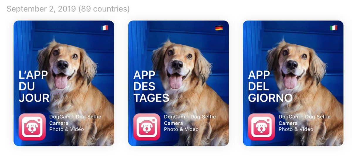 mike_gilroy's tweet photo. Think I owe @GilroyBen a few extra birthday beers for bringing me all the luck today, as DogCam is currently featured as App of the Day in 89 countries 🌎🤯🍻🎂🐶 #cheersbro #happybirthday #thinkofallthedogpics https://t.co/ZhaH7JqeIO