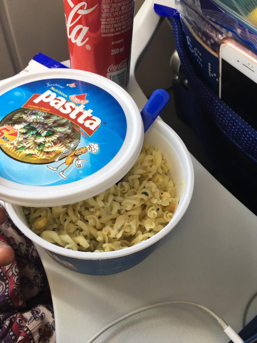 Kalikenia's tweet photo. Denial of shipment of #indigoairlines  without any explanation. Lunch on a 7 hour flight from India to Istanbul bought to fly with very bad Turkish Airlines and only this in 7 hours of flight. 24 hours late where is my compensation? @indigoairlines https://t.co/hkFufm202L