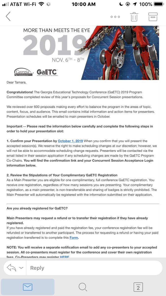 I am excited to share that my colleague @whatSSupWBMS and I were selected to present at this years GAETC CONFERENCE!!! Thank you so much for the opportunity to share our knowledge with fellow educators!! #GaETC19 @FCSVanguard @WBMSVanguard @WBMSprincipal @mkpardee @WebbBridgeMS