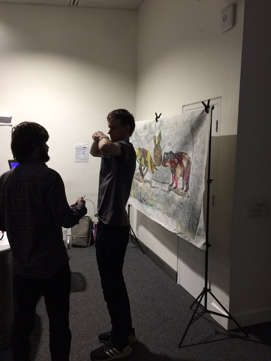 .@vitalic signs Blood On The Podcast Floor - another legend is on the roster for bad doing good with <a href="/badcrypto/">Bad Crypto Podcast 🎧🎙 #NFTs</a> <a href="/WorldCryptoCon/">World Crypto Conference #WCC2020</a> <a href="/TourDeCrypto/">Tour de Crypto</a> <a href="/wemustEVOLV/">wemustEVOLV #VegasBlockchainWeek #WCC2020</a> <a href="/BlakeRizzo24/">BlakeRizzo24</a> donating to <a href="/hawctalk/">HAWC</a> 

#cryptoart #art #crypto #vitalikbuterin