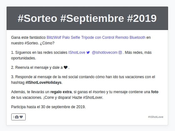 IShotLove's tweet photo. #Septiembre es menos duro con nuestro primer #Sorteo. Sorteamos este kit fotográfico:
https://t.co/IstjcQrDtT 

¡Corre, dispara y participa, #ShotLover!
Más info en https://t.co/FaDR2O599G. https://t.co/si74RqcL5D