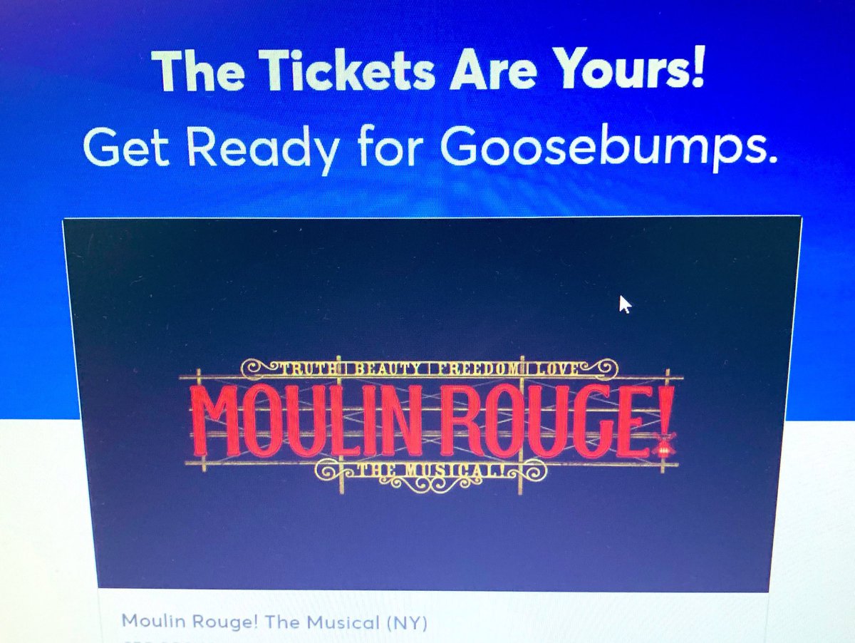 bmez12xo's tweet photo. Yay!!! β¨ππ₯° i just got 1ST ROW !!!!tickets for @MoulinRougeBway β¨ππ₯°ππ₯³ππ»π«β¨ #feelslikeadream #Icancancan #howwonderfullifeis ππ₯°π«β¨ #aarontveit https://t.co/ERoTXL9Llz