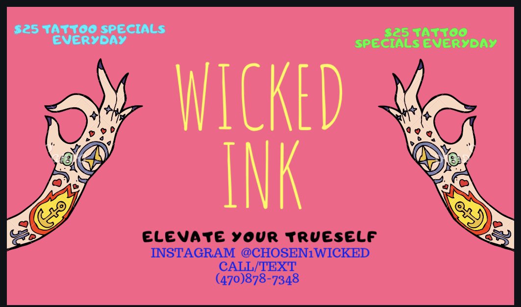 IamRellWicked's tweet photo. 🗣$25 TATTOO SPECIALS! Attention All KSU students! Labor Day Tattoo specials!!! All Small Designs $25 🗣all weekend long! Bring a friend 🤯🤯!! DM ME or CALL NOW TO LOCK IN  ❤️#ksu23 #ksu22 #ksu21 #bksu23 #bksu22 #kennesawstate #laborday #weekend #upointe https://t.co/qpM2p6W573