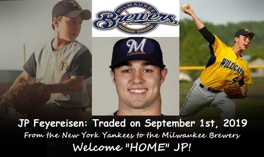 RFHS_Baseball's tweet photo. TRADE ALERT: Excited to share with you that RF’s JP Feyereisen @jpfeyer20 has just been traded from the New York Yankees to Wisconsin’s very own Milwaukee @Brewers! Welcome HOME JP! #PrideOfRF https://t.co/xkXROPTl0m