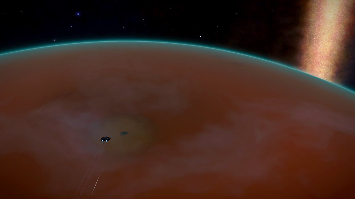 Niibl's tweet photo. Day 353 - Expedition Aqua
Me alone in the Black
An HMC in the outermost orbit of a class G sun. Not terraformable, but striking surface and atmospheric colouration. Composed of 50/50 nitrogen methane.
@EliteDangerous
@GalPhotoED
#EDPostcards
@MissionFarsight https://t.co/UGEzZtaAWJ