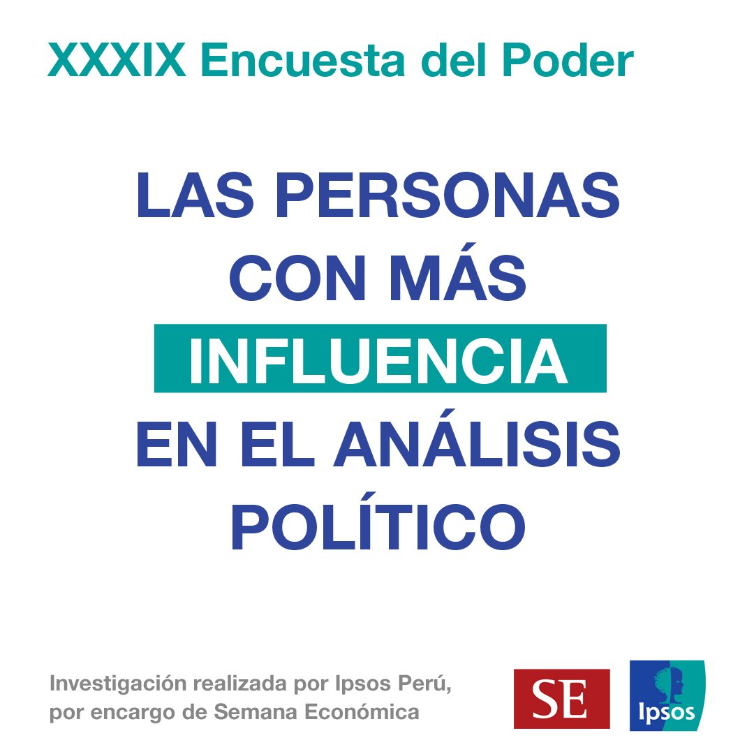ipsosperu's tweet photo. #PODER2019| @rmapalacios, #AlbertoVergara y @alvarezrodrich son las personas con más influencia en el análisis político, según los resultados de la XXXIX Encuesta del Poder, investigación realizada entre líderes de opinión por #IpsosPeru, por encargo de @SEMANAeconomica . (1/3) https://t.co/bpWGAFdLlN