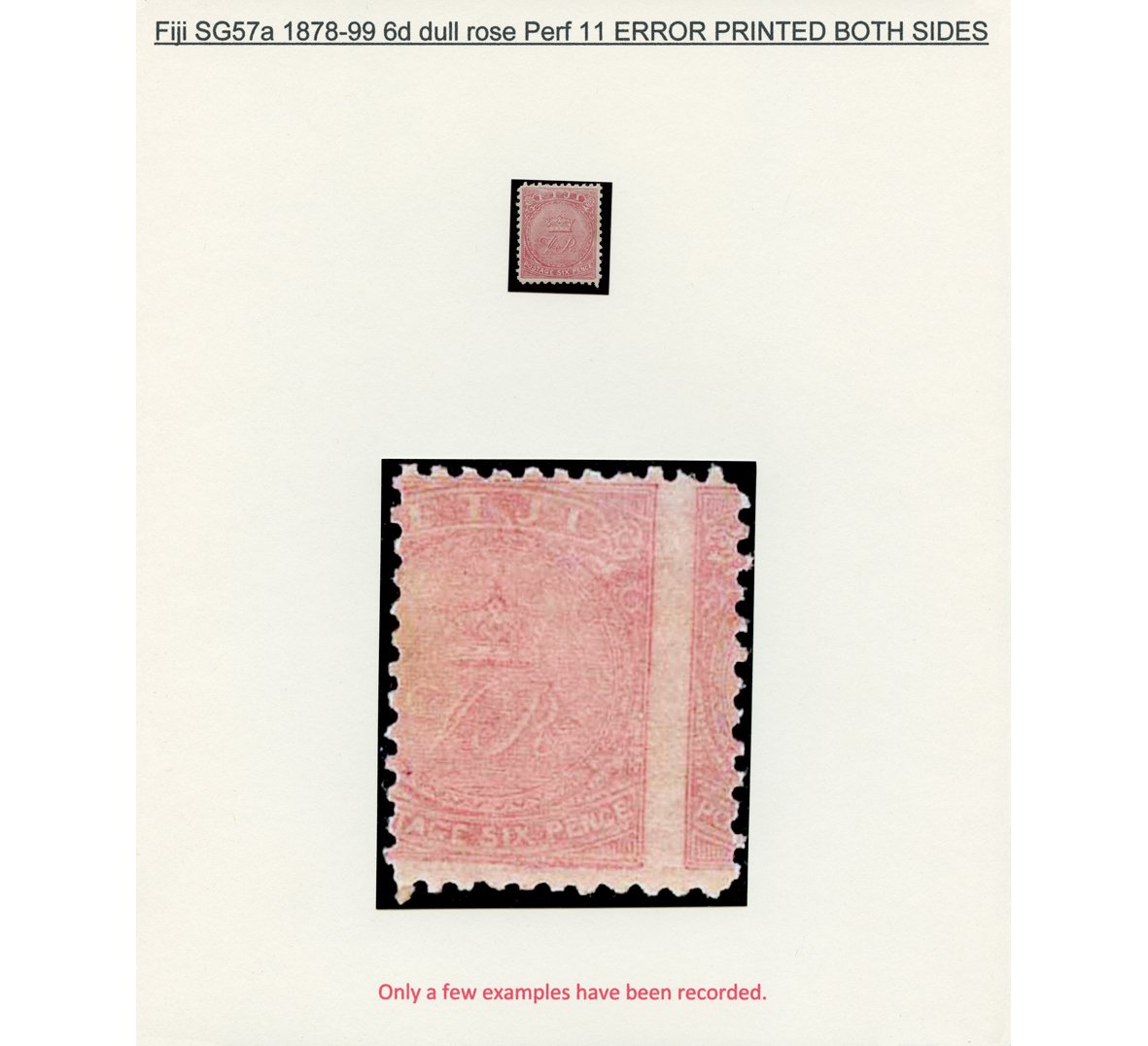 bloxhamstamps's tweet photo. M196260 - Fiji SG57a 1878-99 6d dull rose Perf 11 ERROR PRINTED BOTH SIDES SUPERB M/M
1878-99 6d dull rose (type 11) perf 11 Error Printed both sides (SG 57a) fine o.g. a rarity of which few examples have been recorded
#Philately #StampCollecting #Commonwealth #Fiji #PrintError https://t.co/kWCejVrfUV