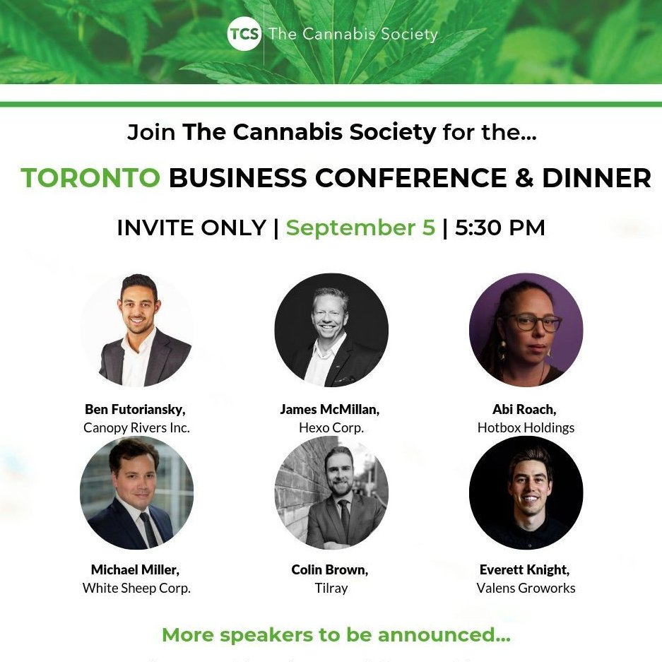Join us for the #Toronto #Cannabis Executive Business Conference &amp; Dinner Thurs Sept 5th at 5:30pm ft execs from @CanopyRiversInc <a href="/Hexocorp/">HEXO Corp</a> @Tilray @HotboxCafe @WhiteSheepCorp @ValensGroWorks @ArcviewGroup
hosted by @GrantThorntonCA 
🌿#CannabisCommunity👉bit.ly/Sept5TO