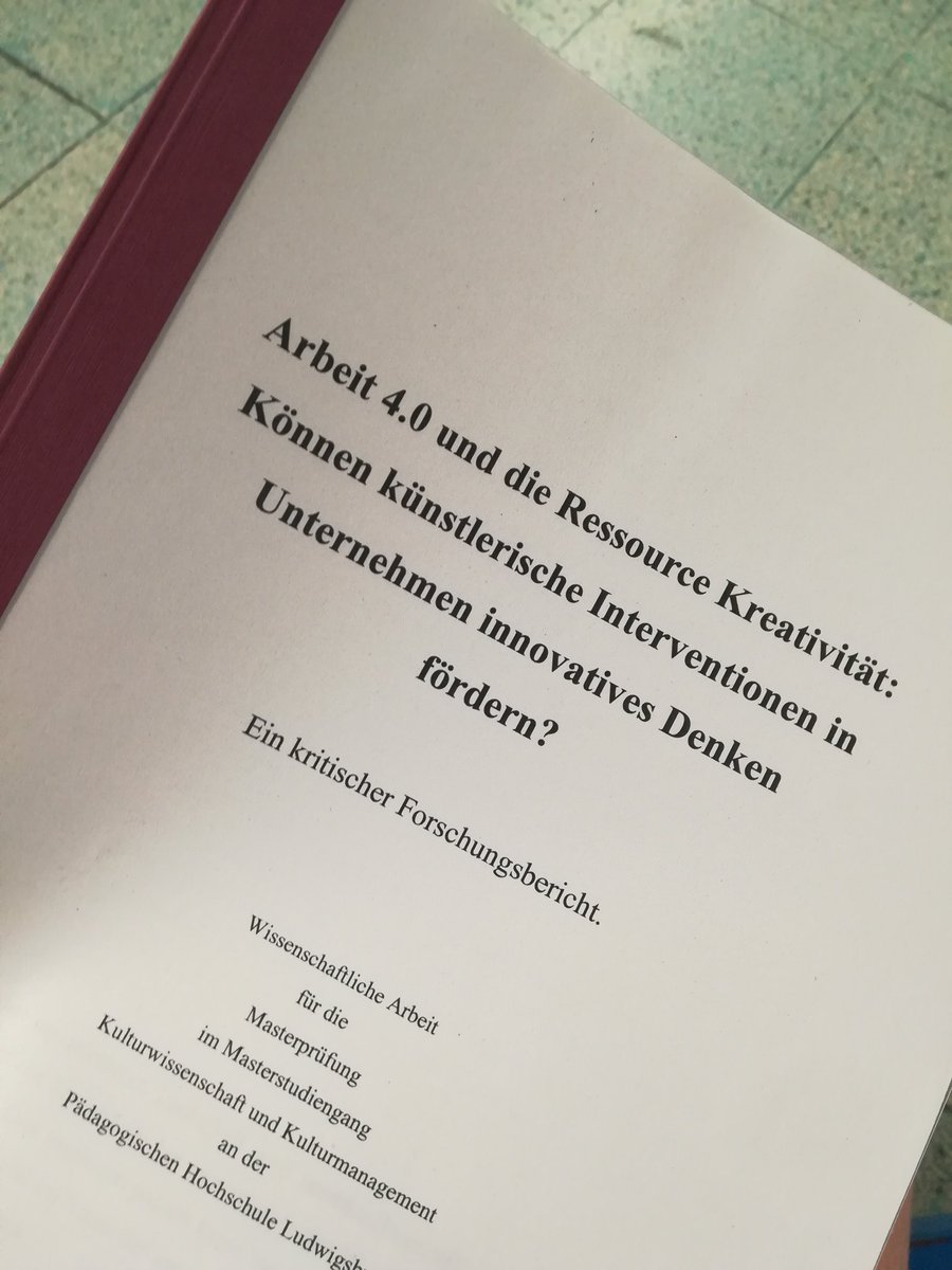 mt_behr's tweet photo. Es ist vollbracht! 🙃 #masterthesis #artsinbusiness #innovation #NewWork #creativity #hellolife 
Mit untersuchten Beiträgen von W. Stark, B. Biehl-Missal @DoktorDrama, A. Berthoin Antal, U. Lehmann @art_coaching_UL, U. Bertram und weiteren https://t.co/HGQpSib7zr