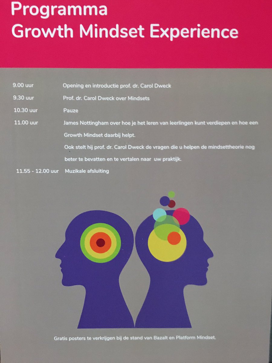 Ja ja het is bijna zo ver! 4September organiseert de Bazaltgroep de Growth Mindset Experience. Je kunt je op de valreep nog aanmelden voor het ochtend of het middagprogramma.We verwelkomen je graag in het NBC in Nieuwegein aanmelder.nl/caroldweck #GrowthMindsetExperience #bazalt