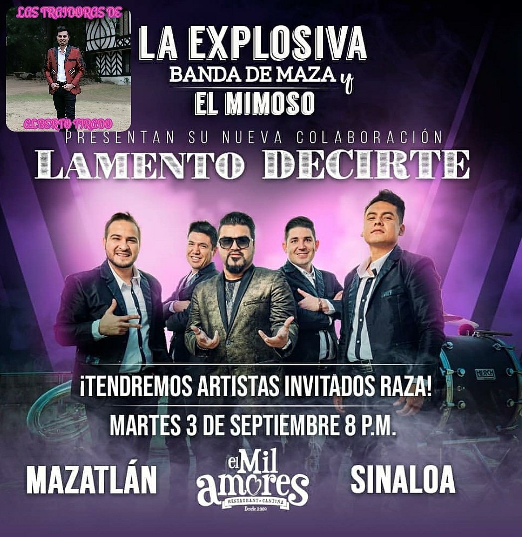 CrisostomoSinay's tweet photo. Raaaaaza nos vemos mañana junto con nuestro queridísimo amigo El Mimoso Oficial 🎤 tendremos artistas invitados y más sorpresas, así que no pueden faltar 🎺 los esperamos en El Mil Amores
#LaExplosivaBandadeMaza
#TeamExplosiva
@EXPLOSIVADEMAZA
@saweyexplosiva
@memoexplosiva https://t.co/tVIer00A1X
