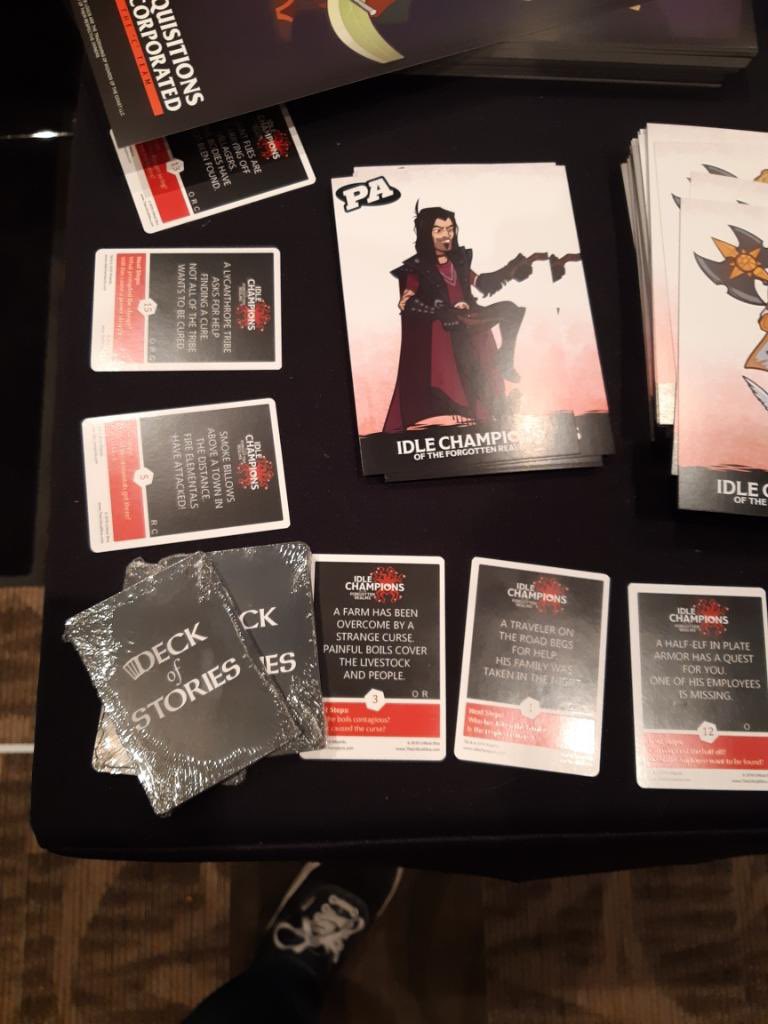 critical_dice's tweet photo. Last day to get your hands on the #deckofstories booster pack at #PAXWest . Based on story elements from @idlechampions you can grab yours at their booth 7301. https://t.co/IDc9xF6Ae0
