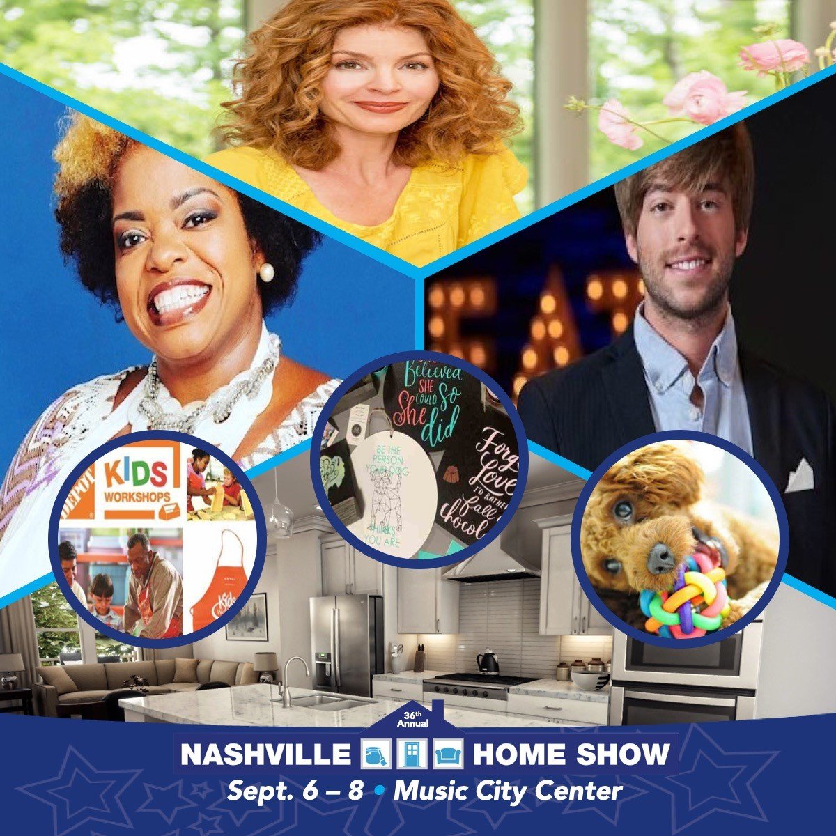 NashHomeShow's tweet photo. From interior design advice, to cooking demonstrations and crafting classes, check out the schedule on the Nashville Home Show features page and plan your visit next weekend: https://t.co/UvSGSgoUdy

Sept 6-8 at Music City Center
Code FBEVENT to save 50% when buying online! https://t.co/OCf8NLtrNh