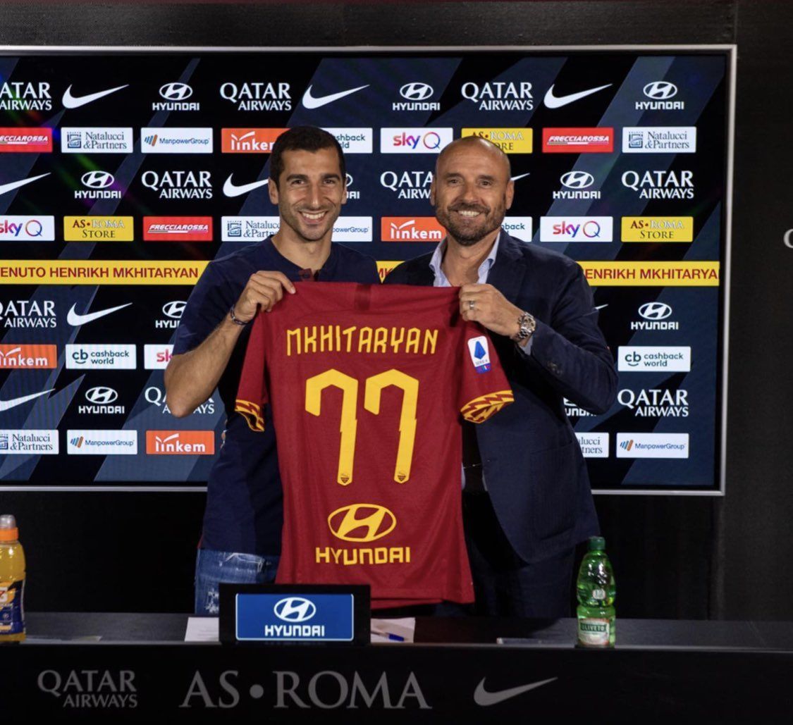 FootyJokesNet's tweet photo. DONE DEAL: Henrikh Mkhitaryan has signed for Roma on an initial season-long loan deal📝 https://t.co/49J7IfCW20