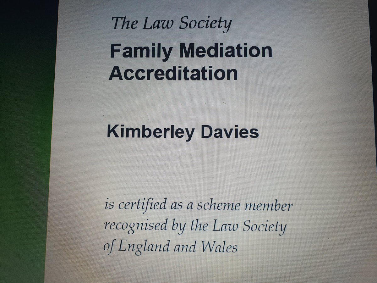 family_law_kim's tweet photo. Very happy to announce that the Law Society have accepted me as an accredited family mediator! #FamilyLaw #mediation @LawSocSW @ResFamilyLaw @TrethFamilyLaw https://t.co/hPN67pwHcR