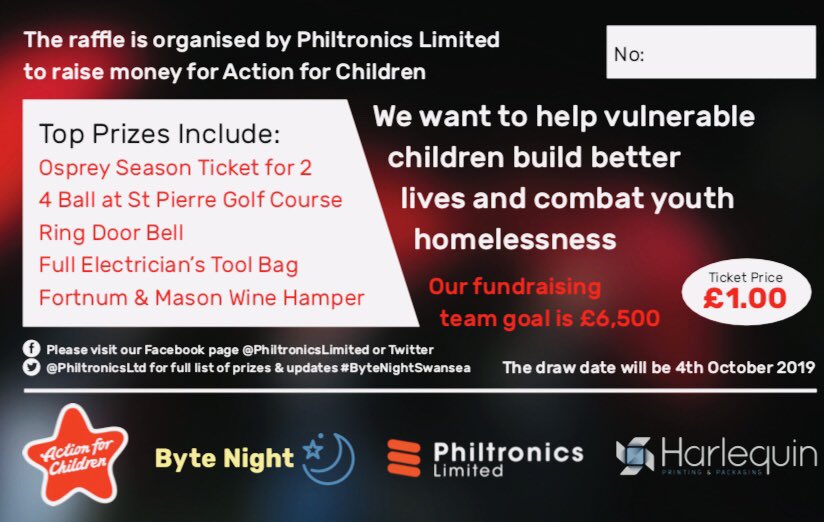 PhiltronicsLtd's tweet photo. We have raised just over 1/3 of our £6,500 Team target to date which is great but we still need to raise £4,300 by 4th October.
If you know anyone willing to buy or sell tickets on our behalf, please let us know ASAP. Thank you! #ByteNight2019 #raffle @cymru_AFC @CommunityOsprey https://t.co/phcJfHMtCW
