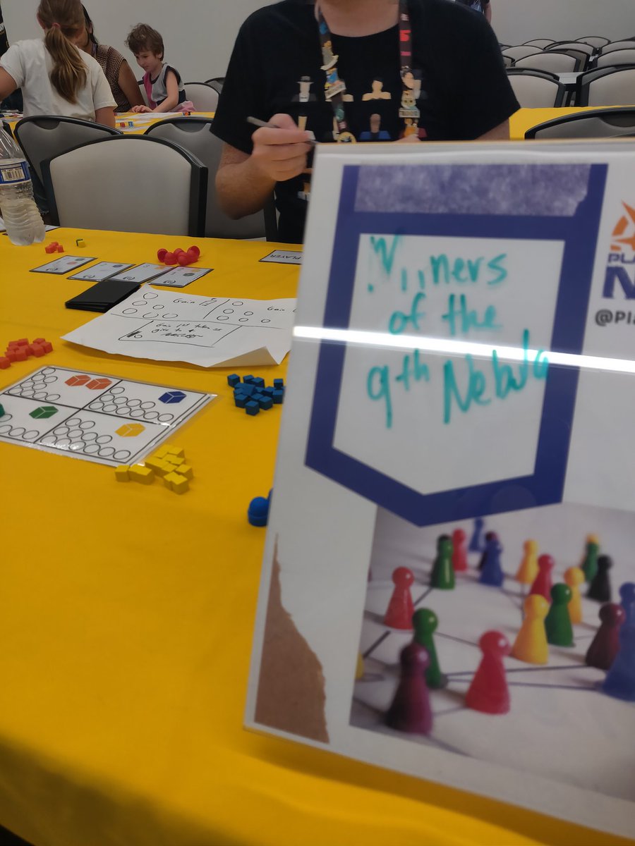 playtestNW's tweet photo. Yes we're back. Back again... playtesting on the 5th floor of the Regency until 6pm. Pics include games you can play from 10am-2pm today #EquestrianPedestrianBicycle by @HyperEnter #Minersofthe9thNebula by @Drawnonward and #GrimGears https://t.co/CUZC8XsDMc