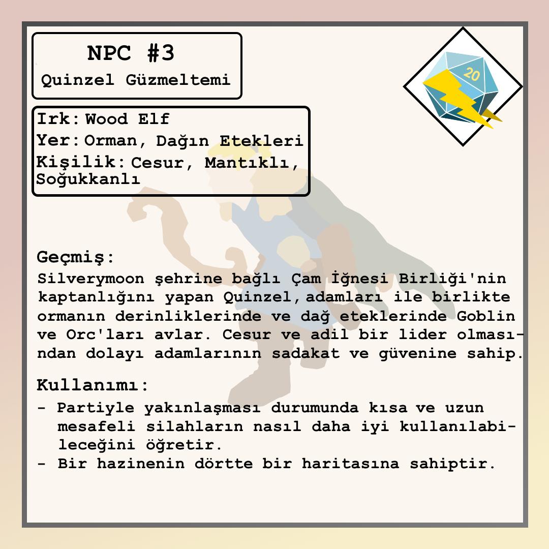 Npc serimize kolcu kaptanı Quinzel Güzmeltemi ile devam ediyoruz. 🏹🌲🍁

#frp #DnD #npc