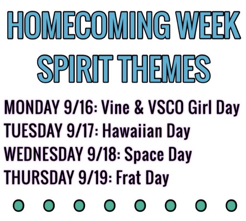 stuco_cphs's tweet photo. Here are the official Homecoming spirit week themes! Dress up to win Hoco tickets: DM the Student Council account on Instagram (@StuCo_cphs) with pictures of yourself dressed up for a chance to win free Homecoming tickets. We will select a winner for each day. https://t.co/e1wgADuDMM