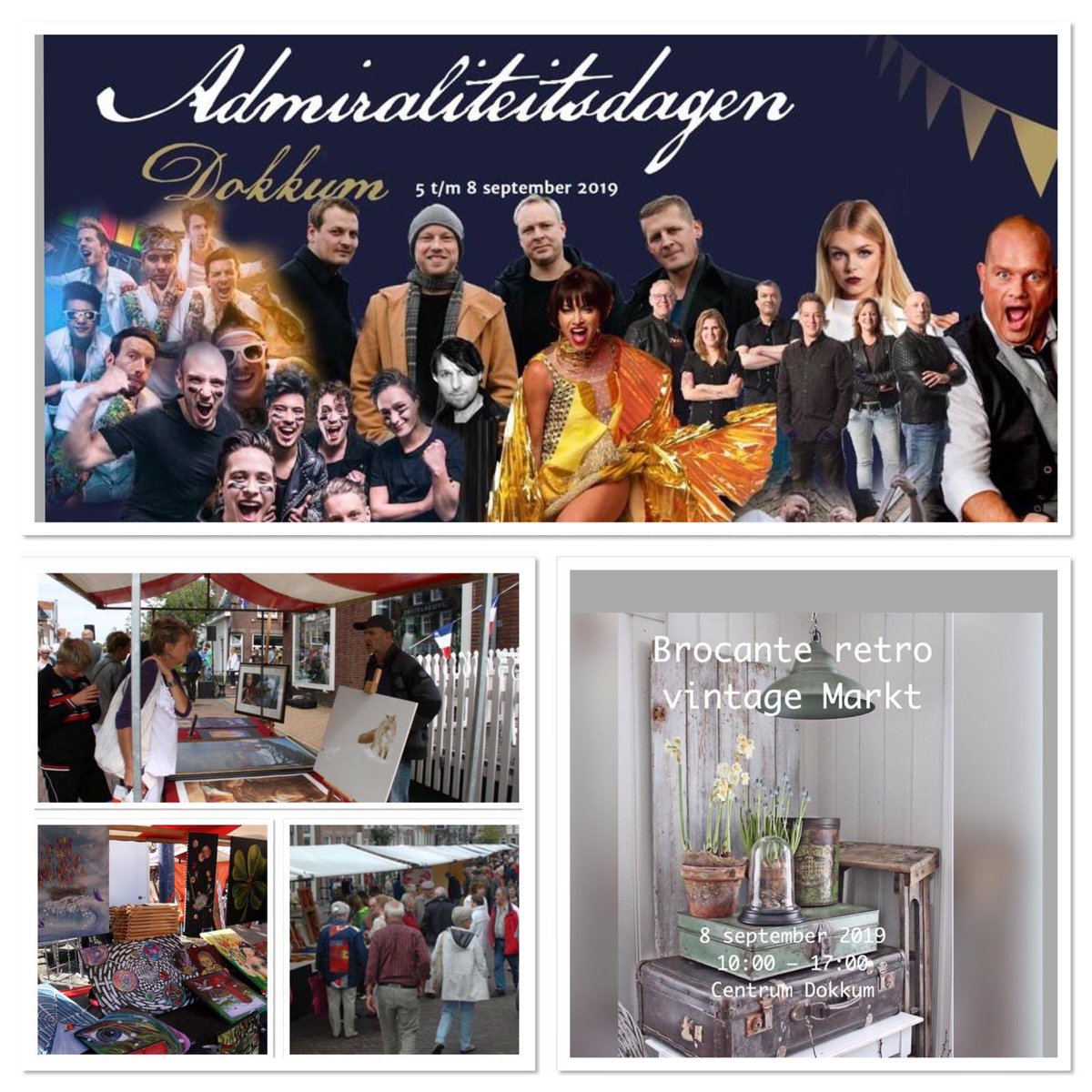 Over een paar dagen gaan de admiraliteitsdagen 2019 los! 
Stichting Stadsfeesten Dokkum organiseert op zaterdag een kunstmarkt van 10.00-17.00 en op zondag van 10.00-17.00 een brocante markt!!
#stichtingstadsfeestendokkum #admiraliteitsdagen #indokkum #kunstmarkt #visitdokkum