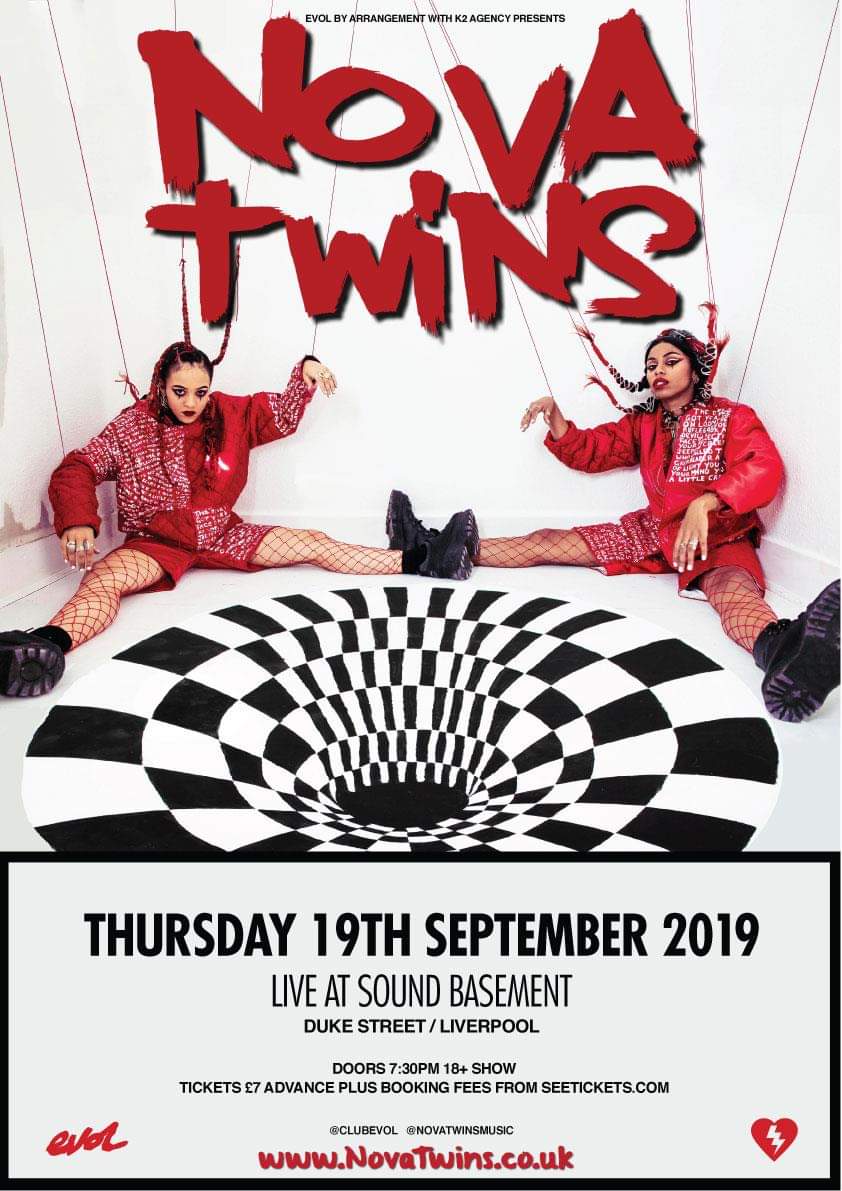 ClubEVOL's tweet photo. Last year we caught @NovaTwinsMusic at @wheninMCR  and they completely blew us away. We just had to have them headlining for us in Liverpool - they're one of the most exciting and crucial groups around. Don't miss this show. It'll blow your mind... Tix: https://t.co/3dNbzb1h7f ⚡ https://t.co/AvXm6mY8Sf