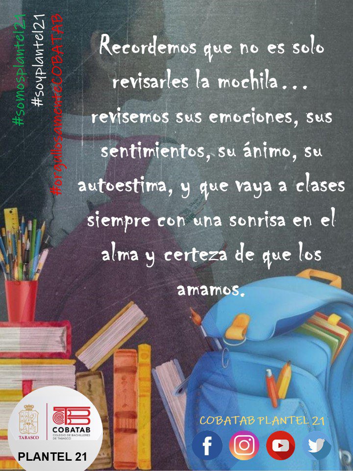 CobatabP21's tweet photo. Padres de familia y tutores, aprendamos a revisar más que la mochila, por favor, no lo olviden.
#SoyPlante21 #OrgullosamenteCOBATAB
#SomosPlantel21 https://t.co/z2gbN5EGEq