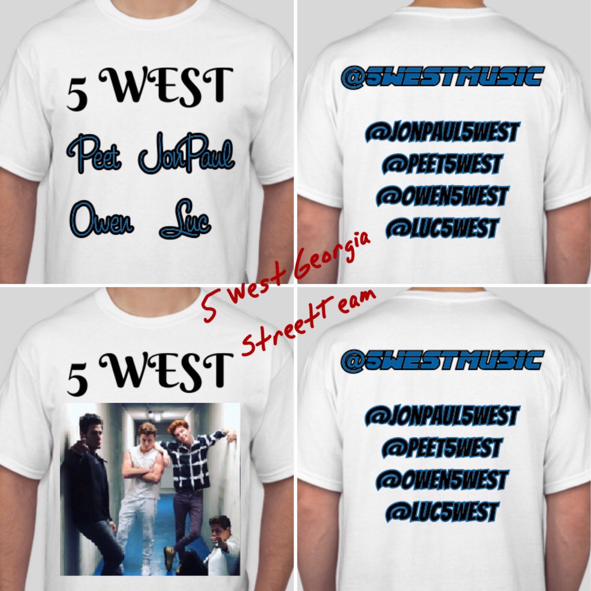 5WESTGeorgia's tweet photo. T-Shirt merch ideas π @5WESTMUSIC #JonPaul #Peet #Owen #Luc #5west
#5westmusic
#5westmerch
#5westmerchandise #5weststreetteam @JonPaul5WEST @Owen5WEST @Peet5WEST @Luc5WEST @5WESTStreetTeam #tshirts https://t.co/HygA1XBvaH