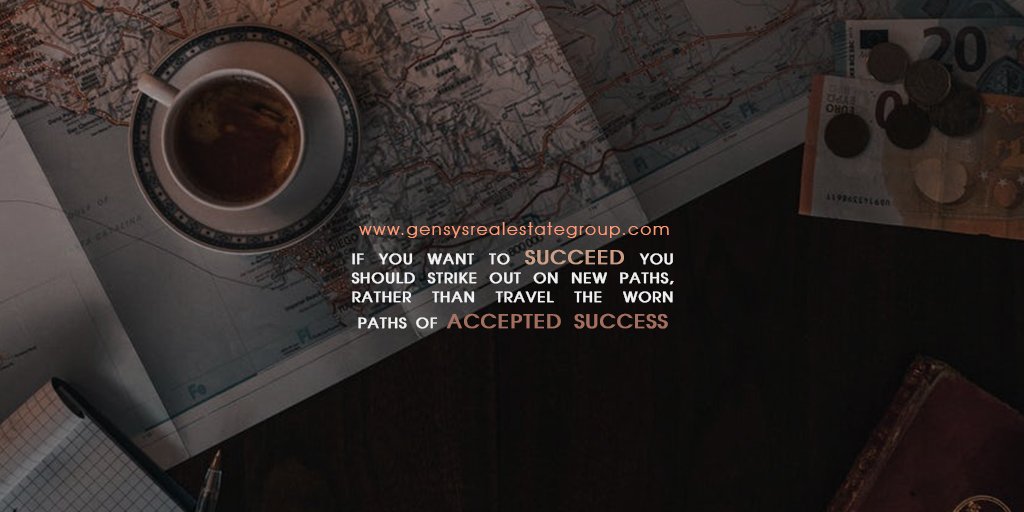 If you want to "Succeed" you should strike out on new paths, rather than travel the worn paths of "Accepted Success".

gensysrealestategroup.com

#ncrealtor #ncrealestateagent #ncrealestateinvestor #ncrealestatebroker #propertyfinder #realestateexpert #realestateagent #realtor