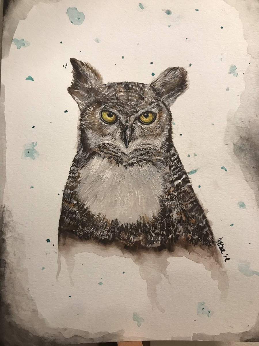 🦉🎨#art #artistsontwitter #watercolor #cansonpaper #blickartmaterials #owl #owlpainting