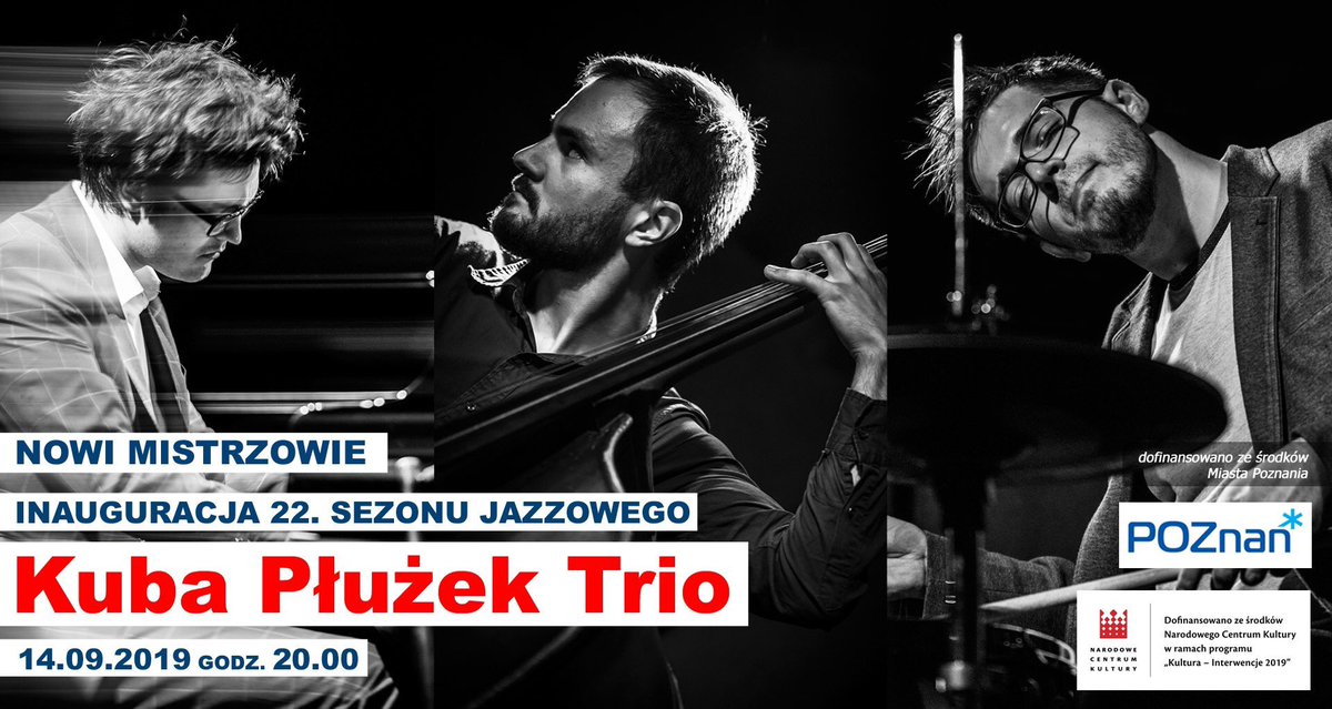 HKozuchowska's tweet photo. Zapraszamy na koncert #KubaPłużek trio - w składzie #MaxMucha, #DawidFortuna i Kuba Płużek - który odbędzie się 14 września w klubie Blue Note Poznań Na miejscu będzie można kupić płyty :) @bluenotepoznan 
Bilety:
https://t.co/dp1fOelgGx https://t.co/N7dExxSWmV