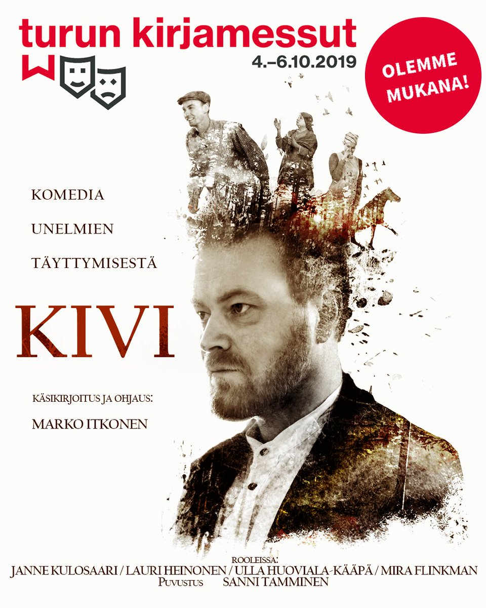 MiraFlinkman's tweet photo. Kuvanveistäjä Wäinö Aaltonen suunnitteli piirroskuvan pohjalta muotokuvapään, joka on 70 vuotta tönöttänyt liikkumatta Turun keskustassa. Tänä syksynä Kivi syttyy elämään, kun Teatteri-illat tuo näytelmän KIVI kirjamessuille. #kirjamessut #turunkirjamessut https://t.co/totpkir5SH