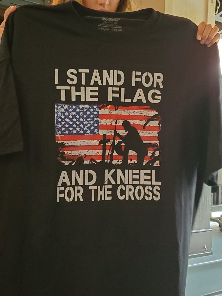 Bought my new favorite.    T- shirt today #proudchristfollower
#proudAmerican