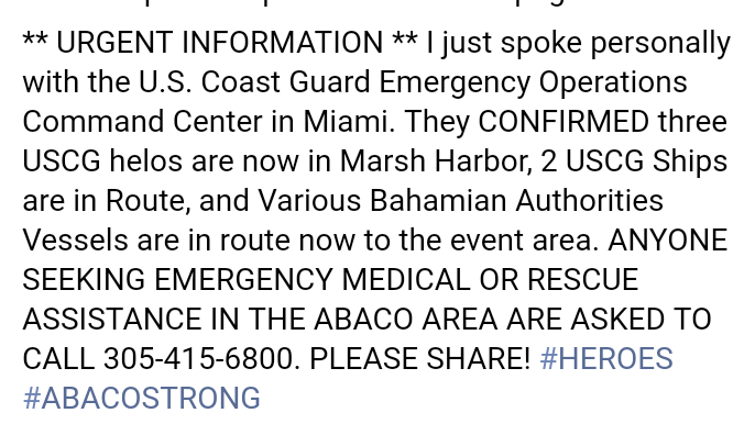Great news for #AbacoIslands #greenturtlecay #MarshHarbor #HurricaneDorian #AbacoStrong