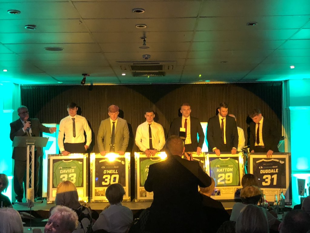WidnesRL's tweet photo. 🖤 We had 6 debutants throughout the 2019 season, and they are next up on stage being presented with their debut shirts.

Congratulations to Ben Davies, Calum O’Neill, Sam Freeman, Joe Edge, Jacob Dugdale and Jayden Hatton!

#UpTheVikings🤘🏼 https://t.co/HcwWHug9MT