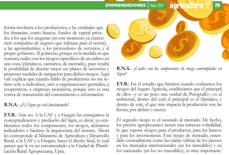 sfa_cebar's tweet photo. SFA Cebar, en el desarrollo de iniciativas  para la gestión del riesgo del sector agropecuario. 
El sistema de Información para la Gestión de los Riesgos  (Sigra), fué una iniciativa de SFA Cebar, la cual fué aceptada  por el Banco de Desarrollo de América Latina (CAF) y Finagro. https://t.co/8q9sC2fkeP