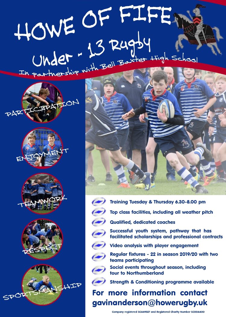 howe_of's tweet photo. Recruiting new players for the 2019/20 season
Whether you’ve played before or a complete novice there is a place for you here at the Howe or Fife
@fiferugby @FifeActiveSch @Bellbaxter_hwb @HoweOfFifeRFC https://t.co/VfQRyTg22E