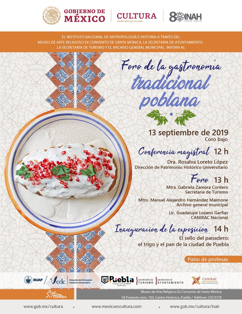 El Museo de Arte Religioso Ex Convento de Santa Mónica, se complace en invitarlos al 𝐟𝐨𝐫𝐨 𝐝𝐞 𝐥𝐚 𝐠𝐚𝐬𝐭𝐫𝐨𝐧𝐨𝐦𝐢́𝐚 𝐭𝐫𝐚𝐝𝐢𝐜𝐢𝐨𝐧𝐚𝐥 𝐩𝐨𝐛𝐥𝐚𝐧𝐚.